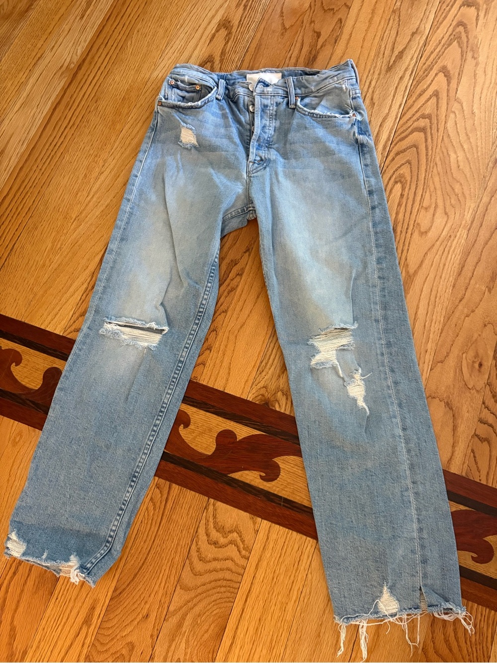 MOTHER Light Blue Button-Fly Denim Jeans